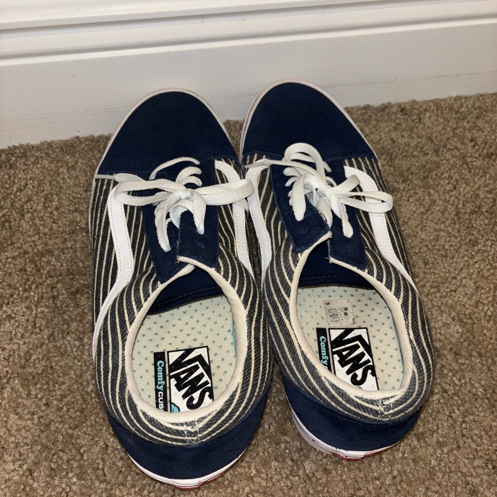 Vans Navy and White Striped Sneakers Size 11.5